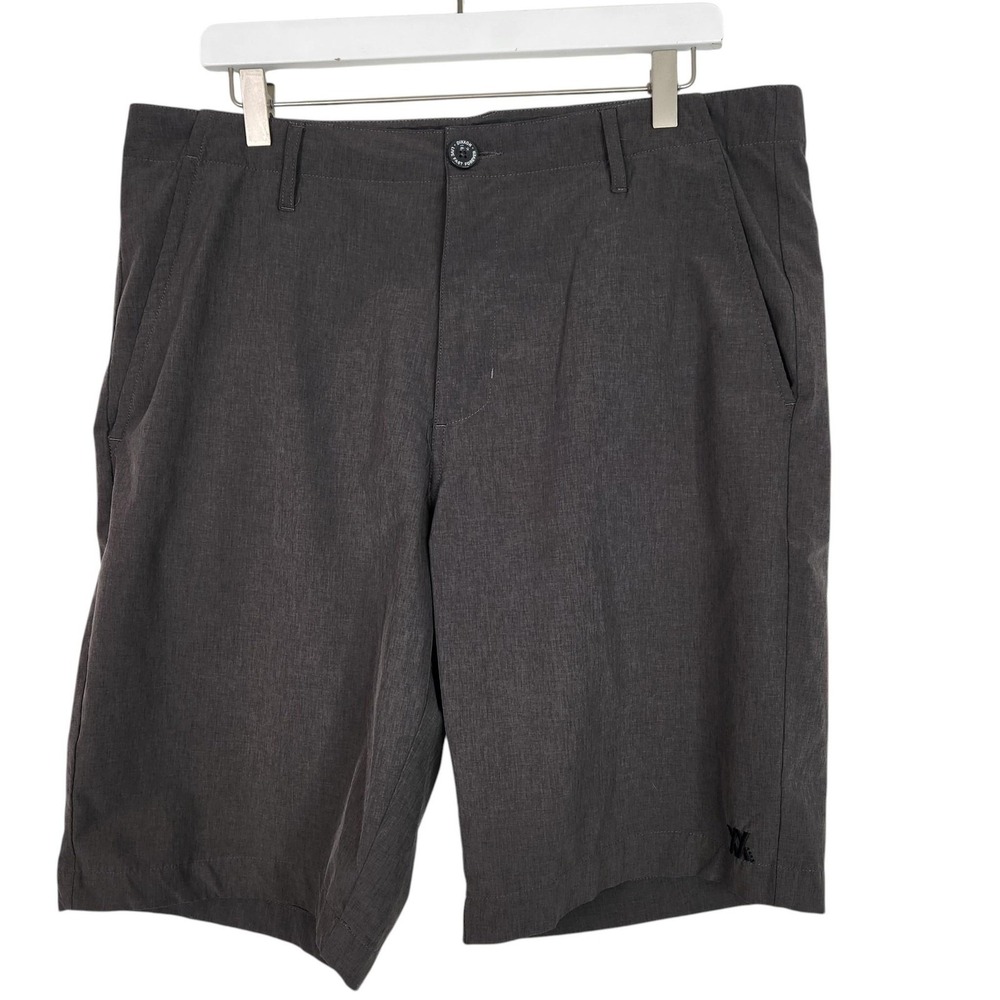 DIXXON Shorts Mens 36 Gray Chino Stretch Lightweight Casual Zip Pocket 10"